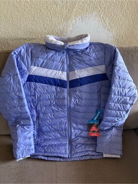 Columbia Lavender Quilted Jacket with White and Royal Blue Chevron